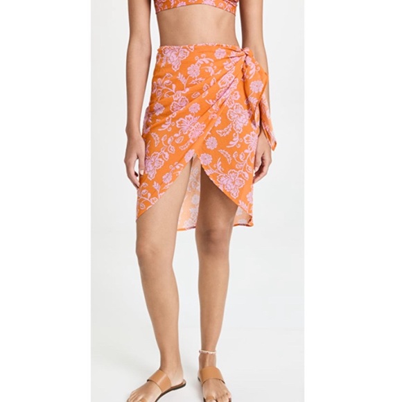 Xirena Sydni Sarong Skirt in Tropicana Orange - Picture 2 of 14